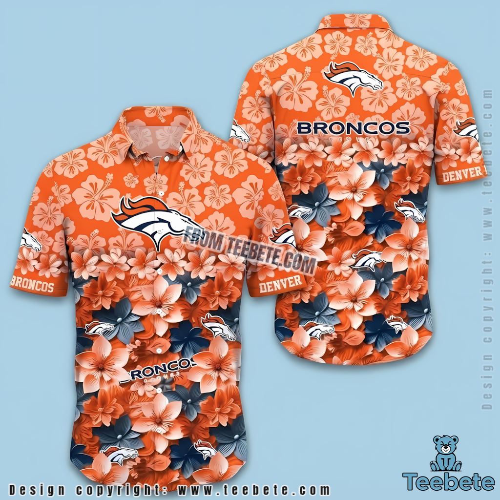 Denver Broncos Aloha Shirt Hibiscus Gradient