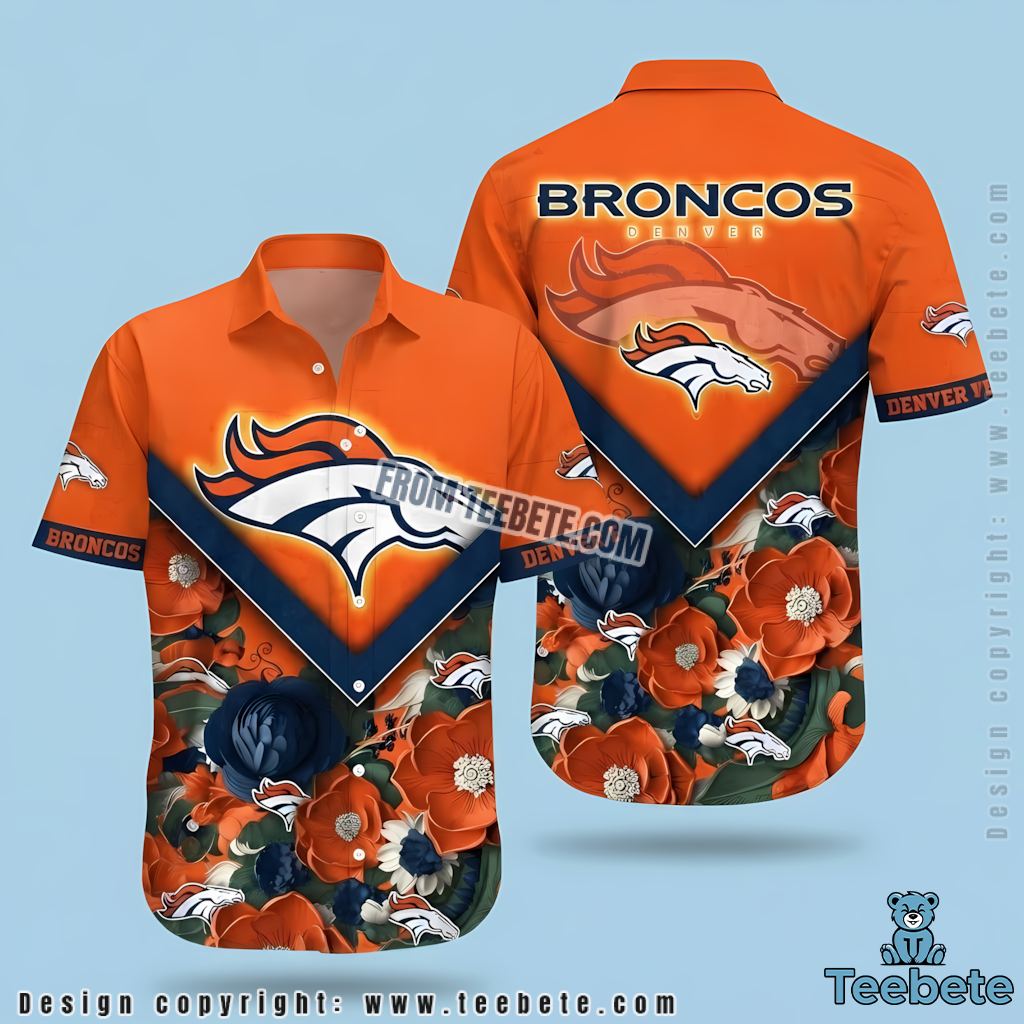 Denver Broncos Aloha Shirt Gold Monstera