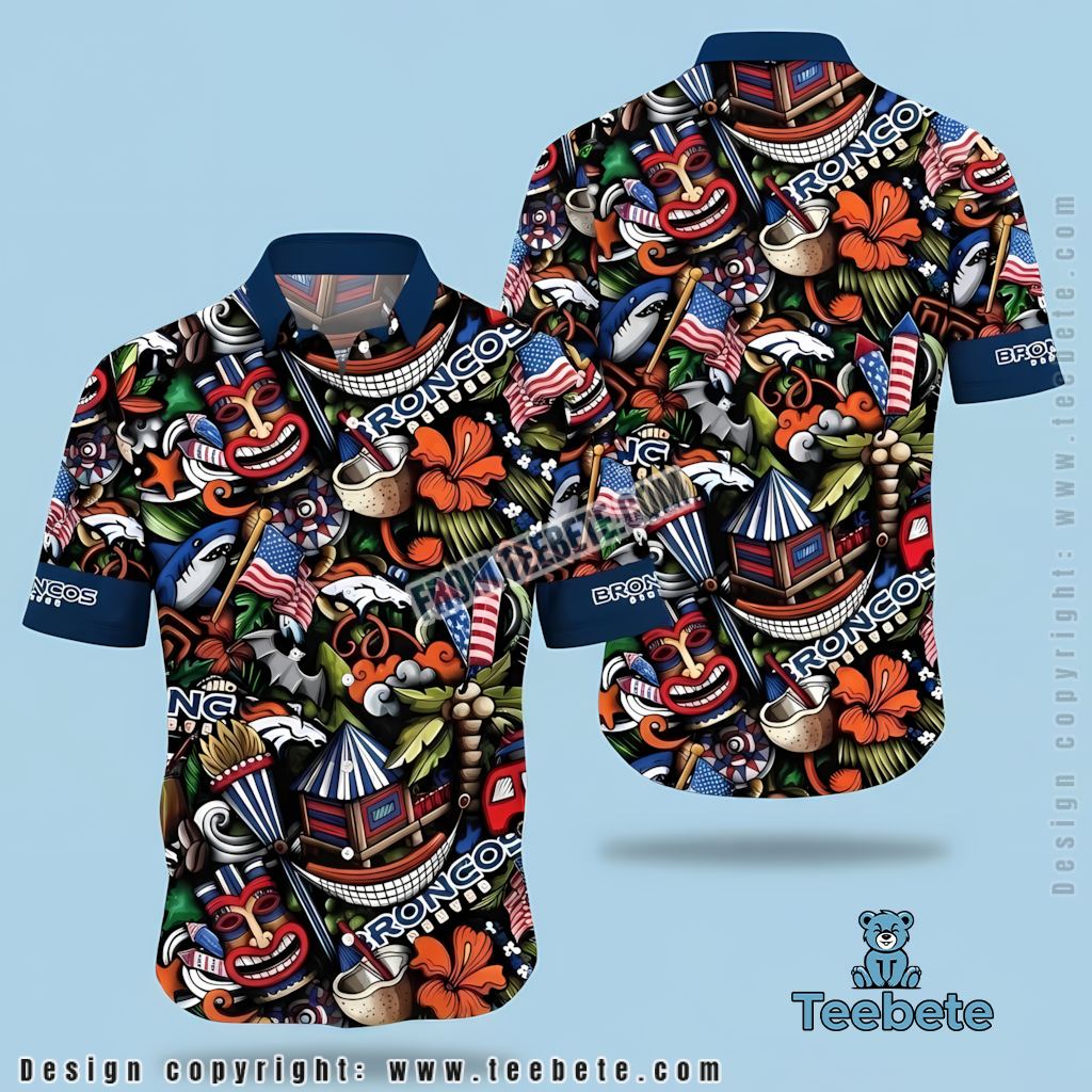 Denver Broncos Hawaiian Shirt Tiki Doodle