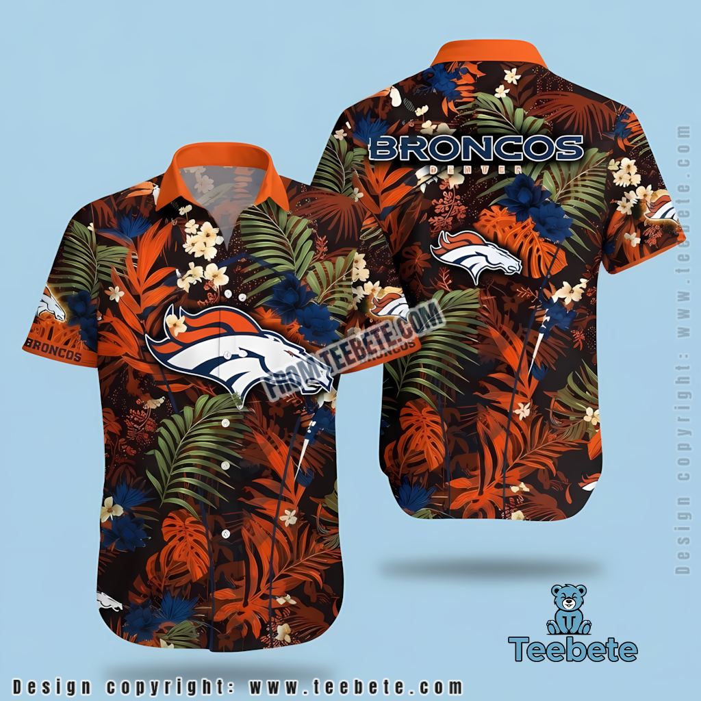 Denver Broncos Tropical Shirt Dark Floral