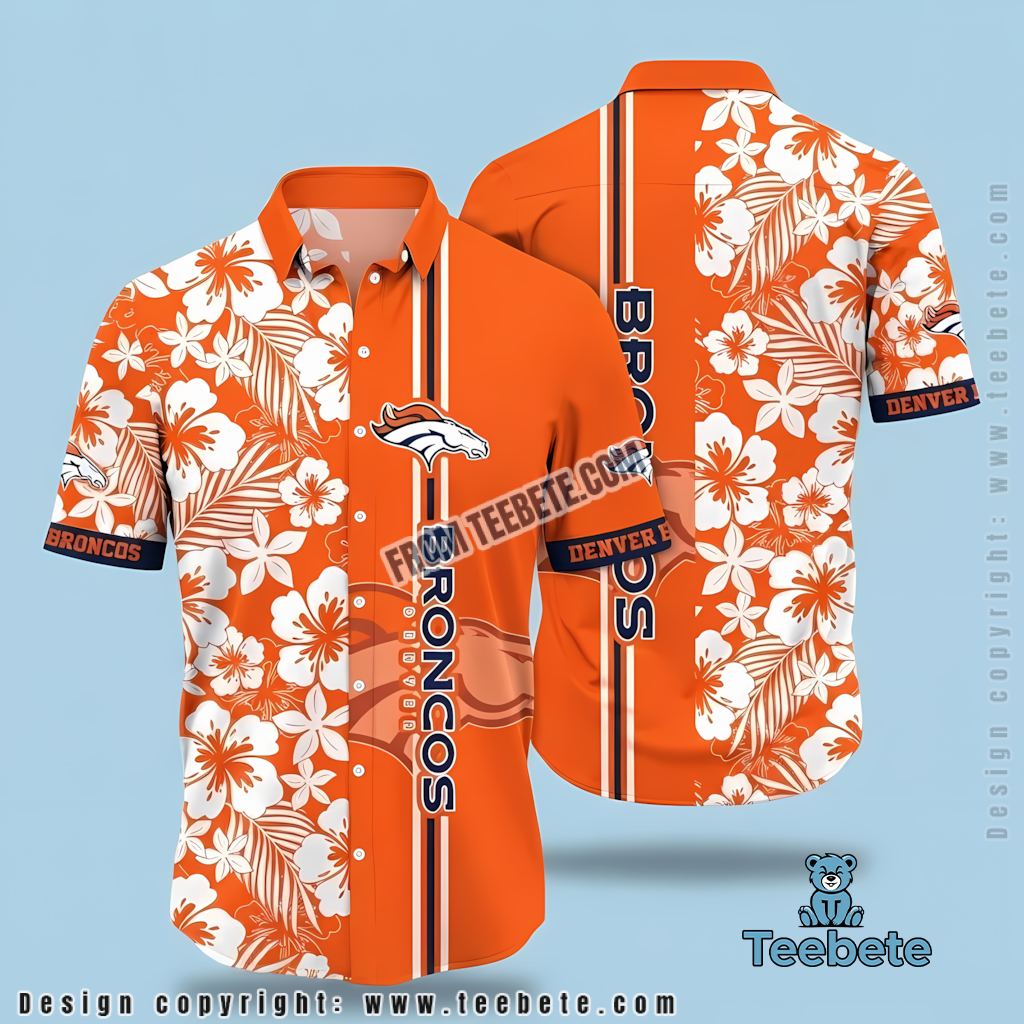 Denver Broncos Tropical Shirt White Hibiscus