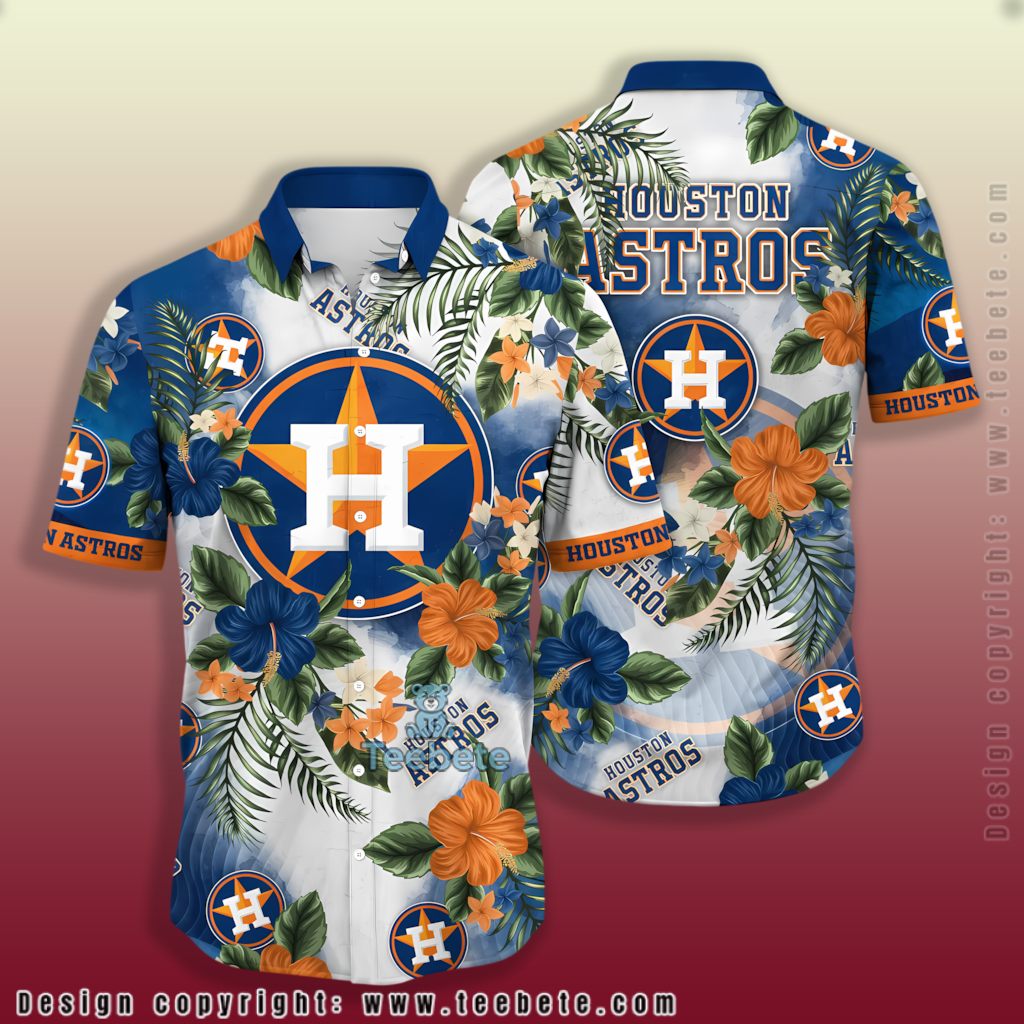 Houston Astros Hawaiian Shirt Orange Navy Colorblock Houston Astros Hawaiian Shirt Orange Navy Colorblock