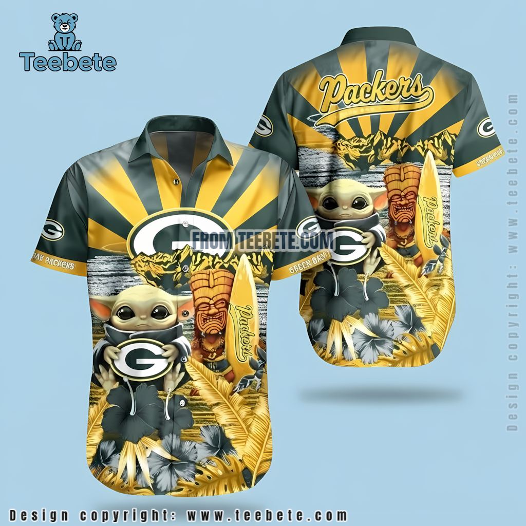 Green Bay Packers Aloha Shirt Baby Yoda