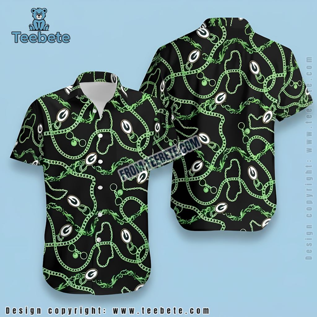 Green Bay Packers Button Up Shirt Chain Pattern