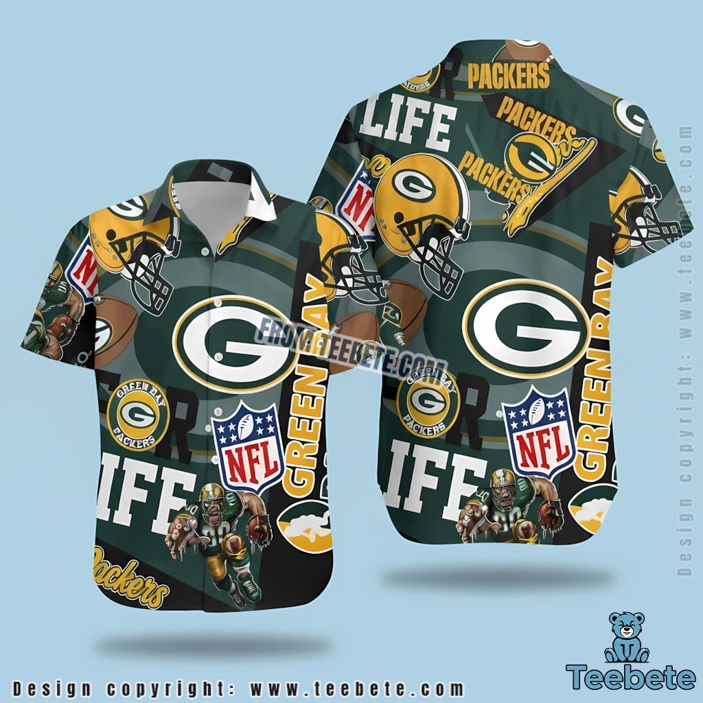 Green Bay Packers Button Up Shirt Helmet Mascot