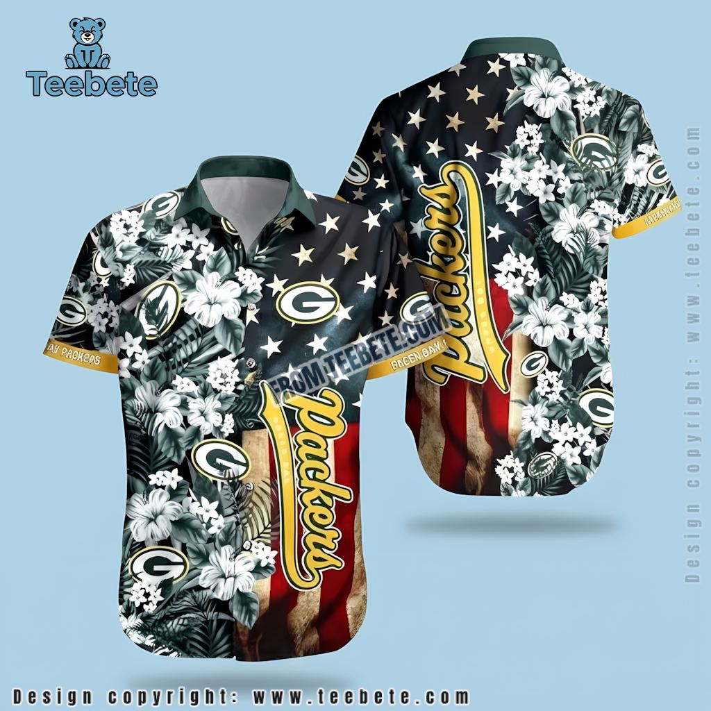 Green Bay Packers Hawaiian Shirt American Flag