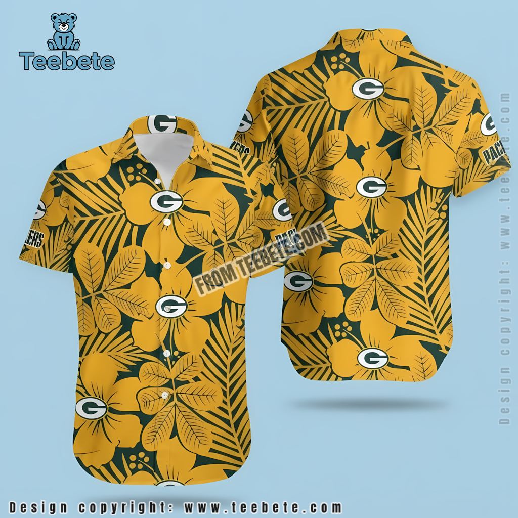 Green Bay Packers Hawaiian Shirt Hibiscus Floral