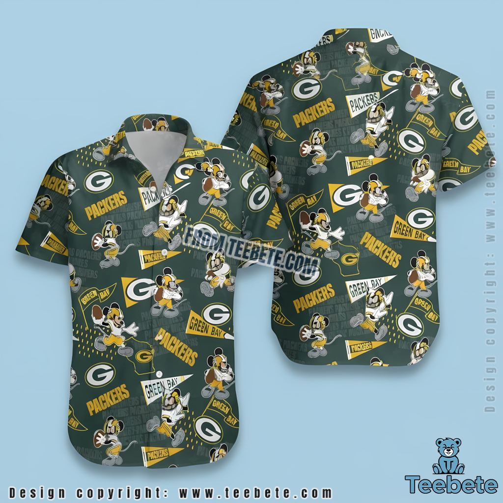 Green Bay Packers Hawaiian Shirt Mickey Mouse