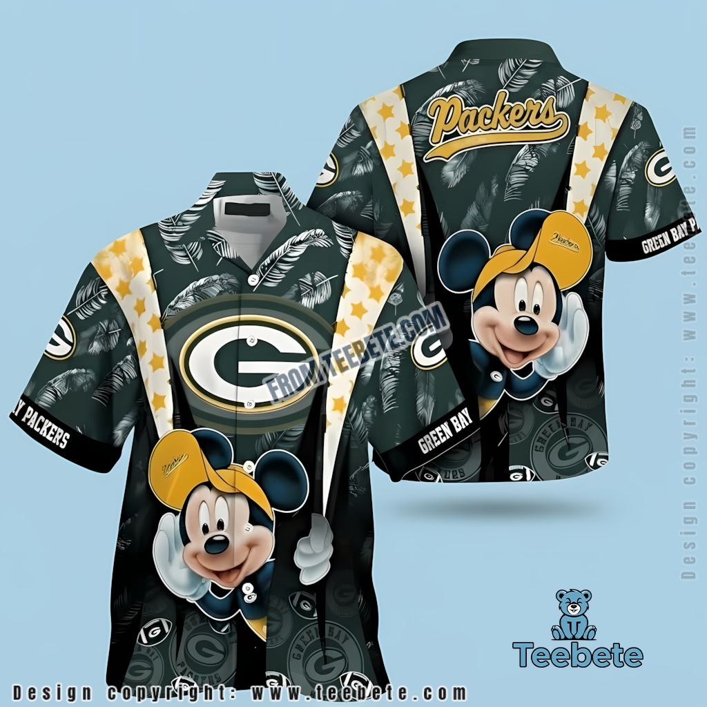 Green Bay Packers Hawaiian Shirt Mickey Stars