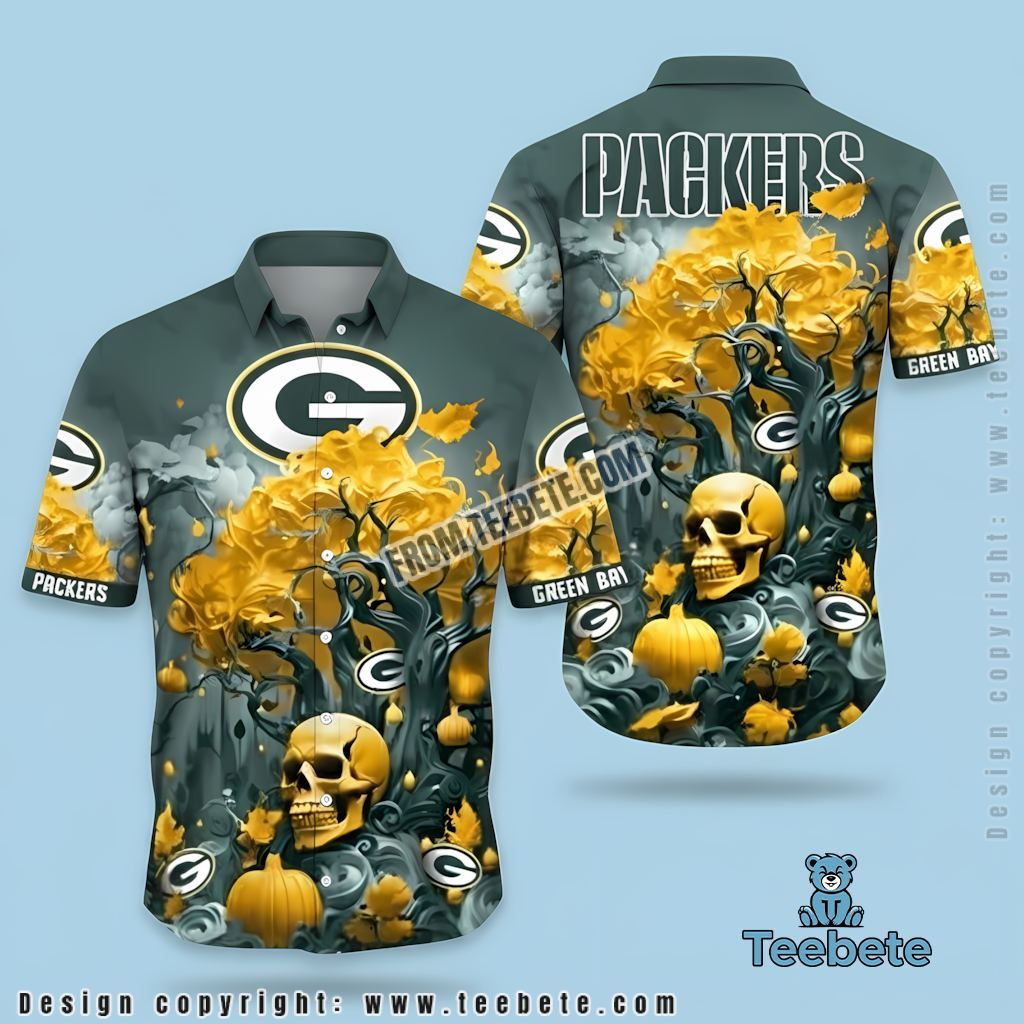 Green Bay Packers Hawaiian Shirt Skull Pumpkin