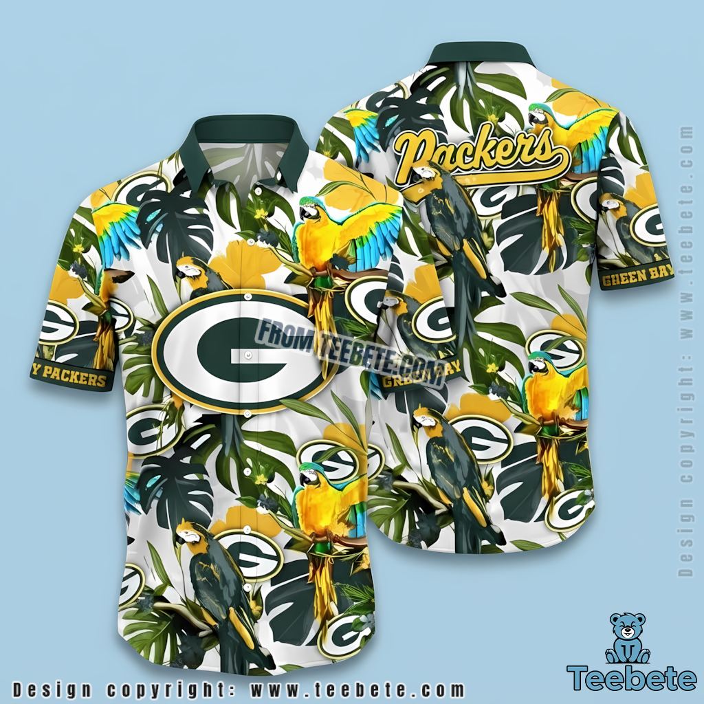 Green Bay Packers Hawaiian Shirt Tropical Parrot