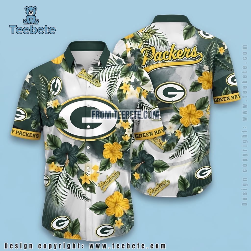 Green Bay Packers Hawaiian Shirt Yellow Hibiscus