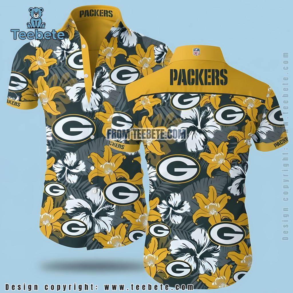 Green Bay Packers Hawaiian Shirt Yellow Lily