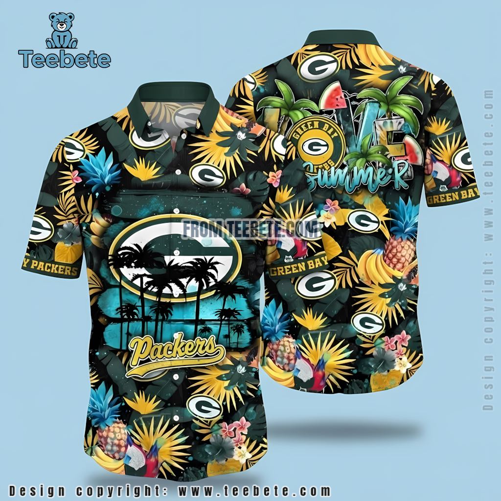 Green Bay Packers Tropical Shirt Tie Dye Green Bay Packers Tropical Shirt Tie Dye