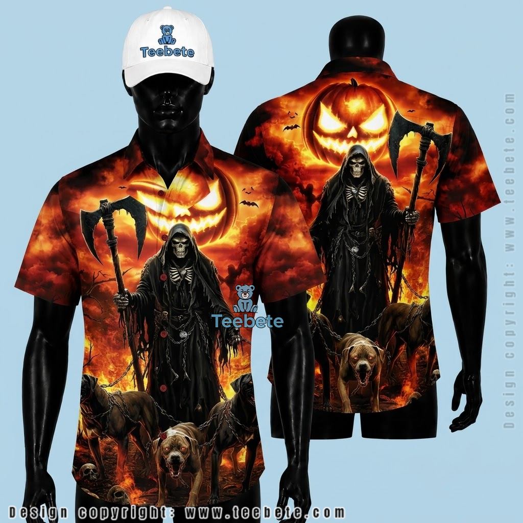 Grim Reaper Halloween Hawaiian Shirt