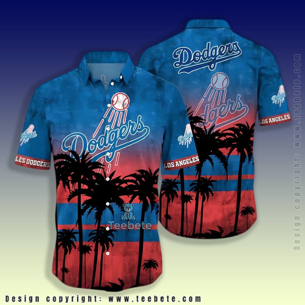 Grunge Palm Silhouette Los Angeles Dodgers Hawaiian Shirt