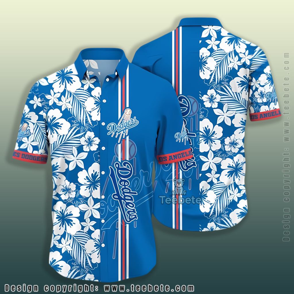 Hibiscus Palm Leaf Los Angeles Dodgers Hawaiian Shirt