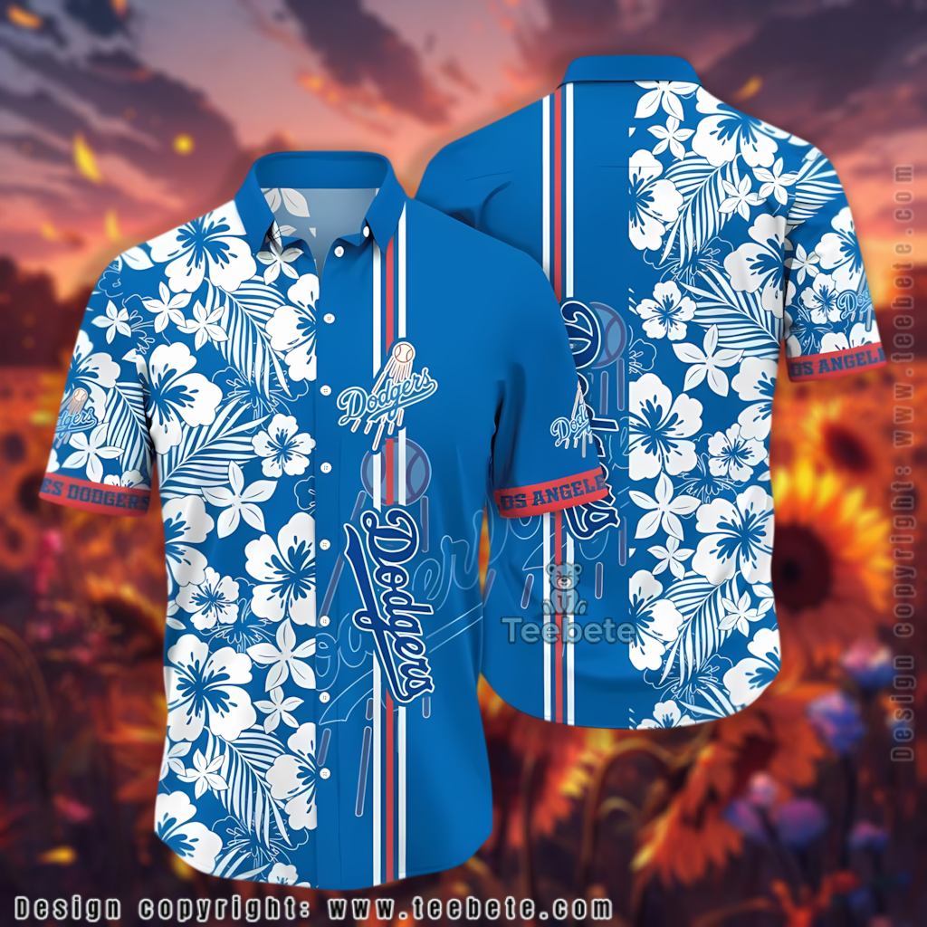 Hibiscus Palm Leaf Los Angeles Dodgers Hawaiian Shirt Version 2 Hibiscus Palm Leaf Los Angeles Dodgers Hawaiian Shirt Version 2