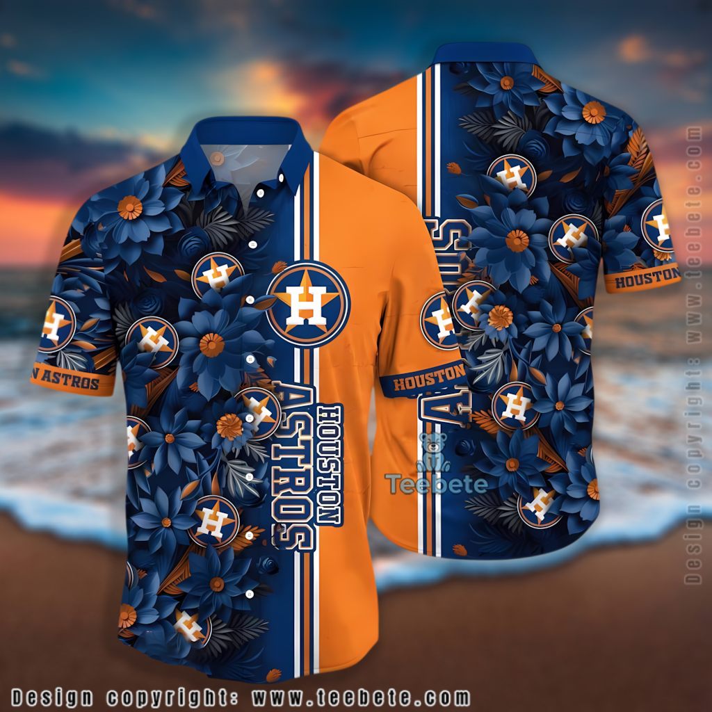 Houston Astros Hawaiian Shirt Orange Navy Colorblock Version 2 Houston Astros Hawaiian Shirt Orange Navy Colorblock Version 2