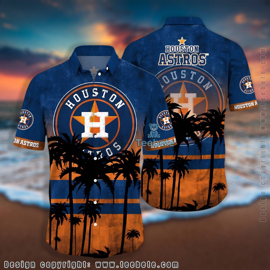 Houston Astros Hawaiian Shirt Palm Tree Sunset Version 2 Houston Astros Hawaiian Shirt Palm Tree Sunset Version 2