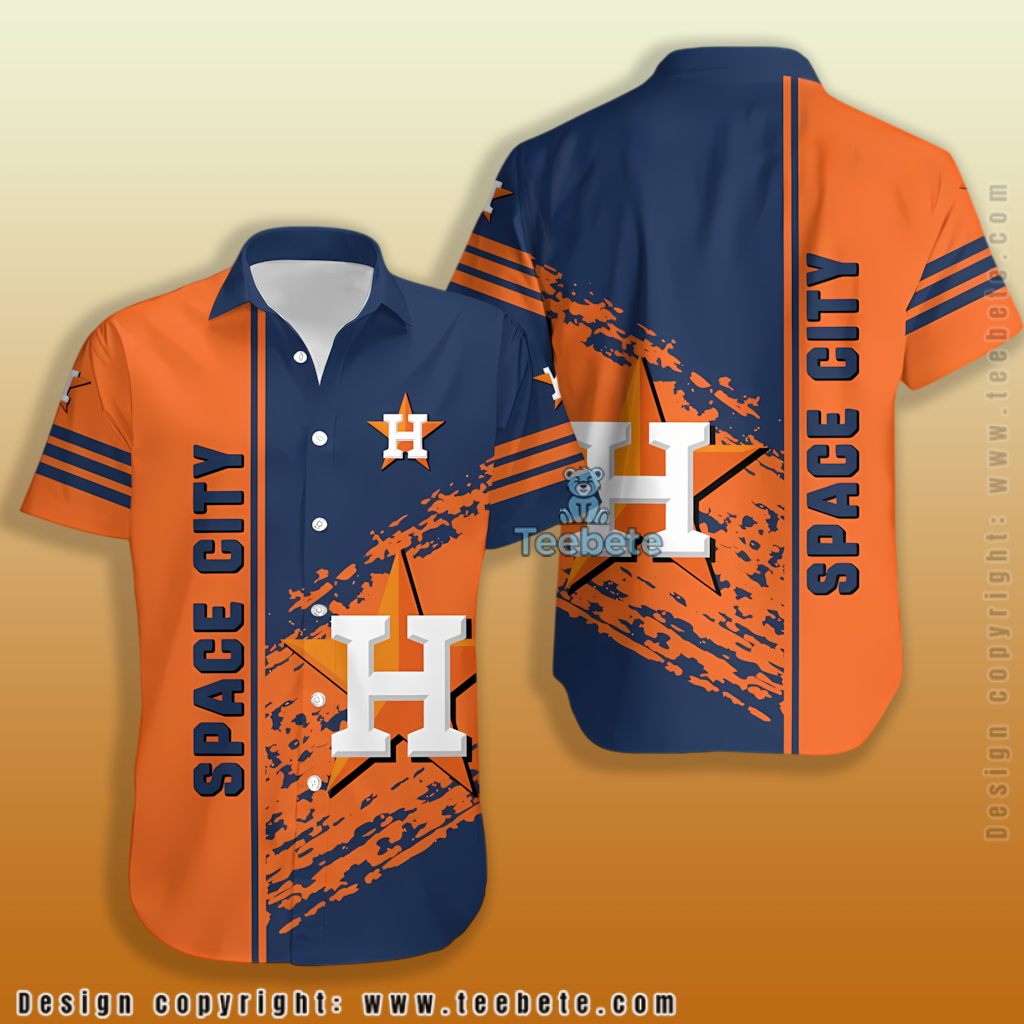 Houston Astros Hawaiian Shirt Space City Skyline