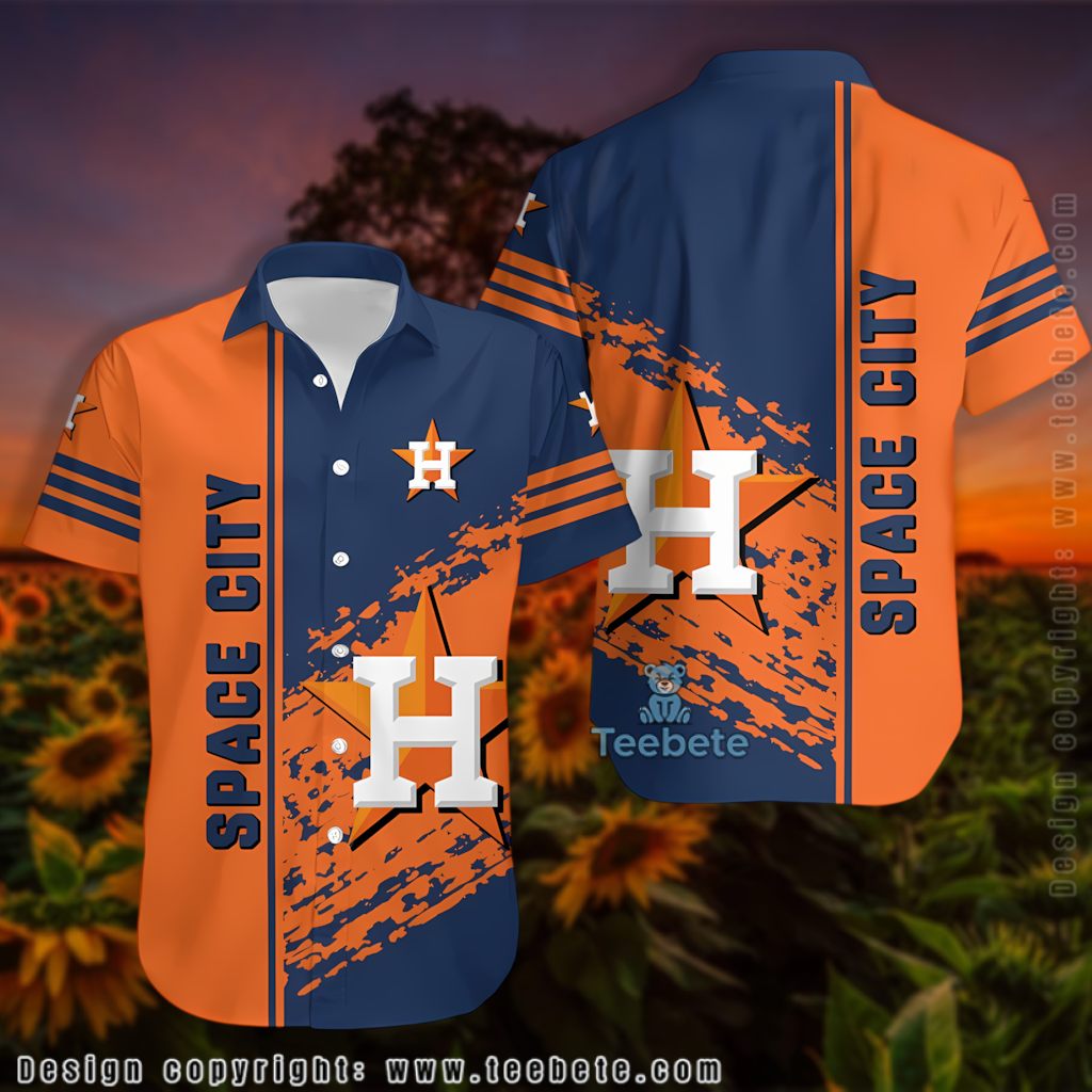 Houston Astros Hawaiian Shirt Space City Skyline Version 2 Houston Astros Hawaiian Shirt Space City Skyline Version 2