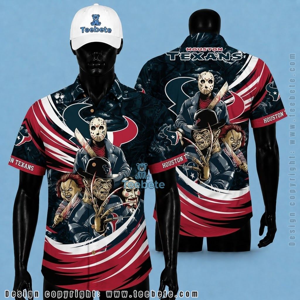 Houston Texans Hawaiian Shirt Horror Movie Villains Squad