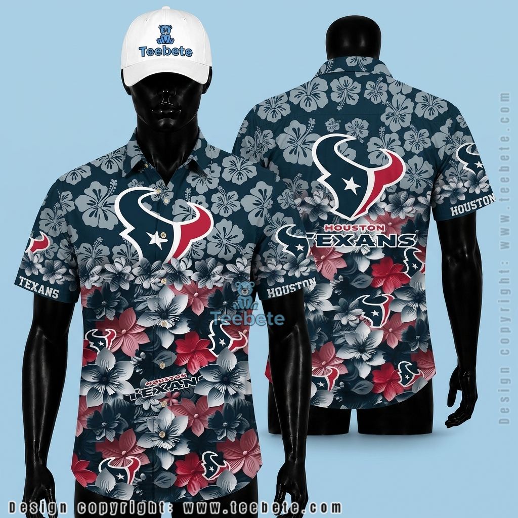 Houston Texans Hawaiian Shirt Ombre Cherry Blossom Bloom