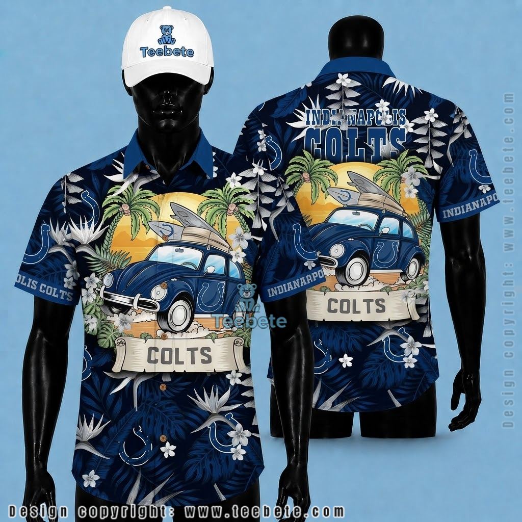Indianapolis Colts Hawaiian Shirt Beetle Car Surfboard Beach