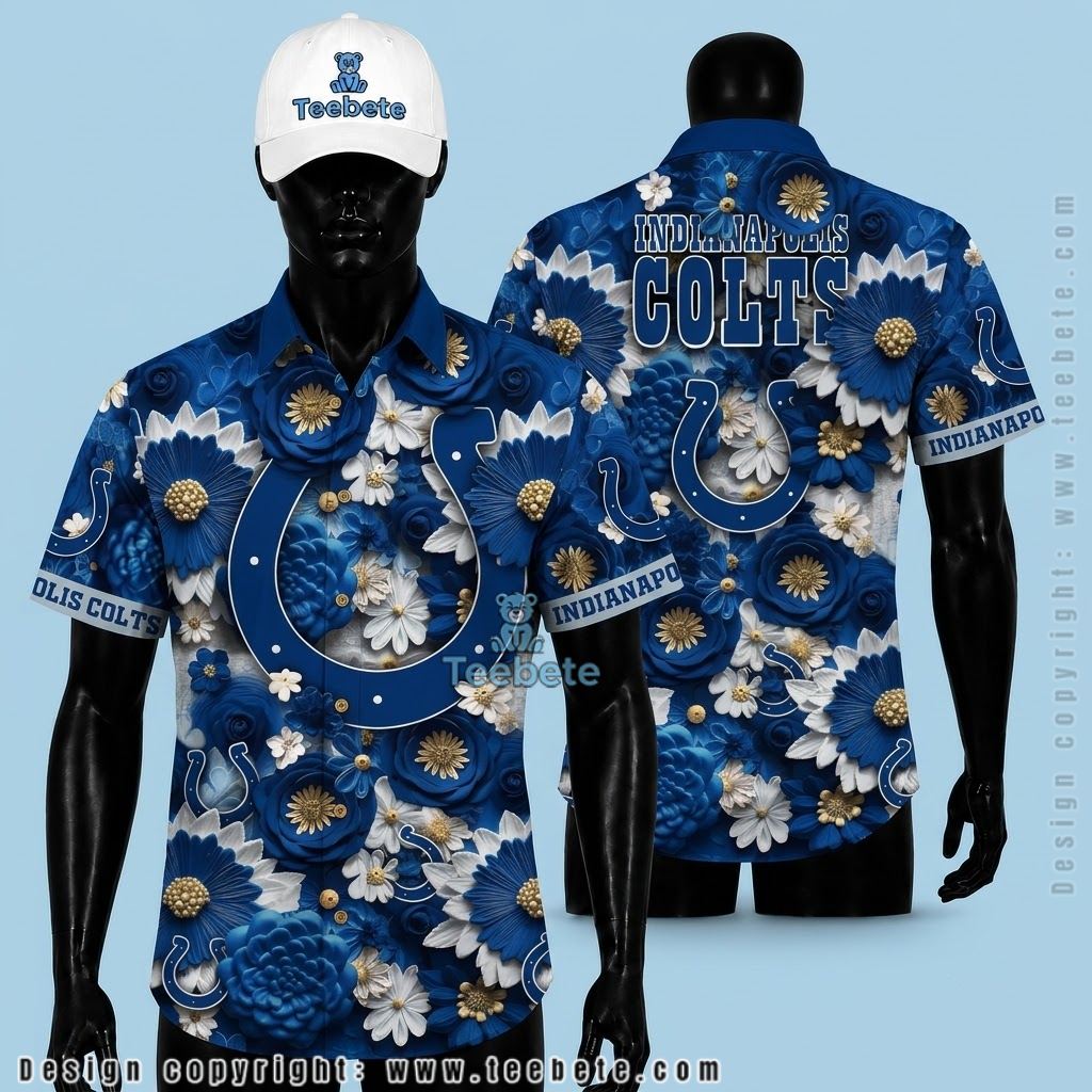 Indianapolis Colts Hawaiian Shirt Daisy Rose 3D Bloom