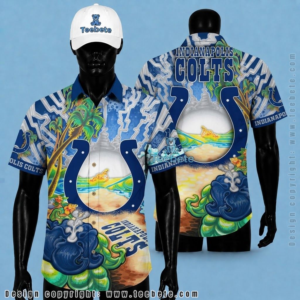 Indianapolis Colts Hawaiian Shirt Island Beach Chair Scene