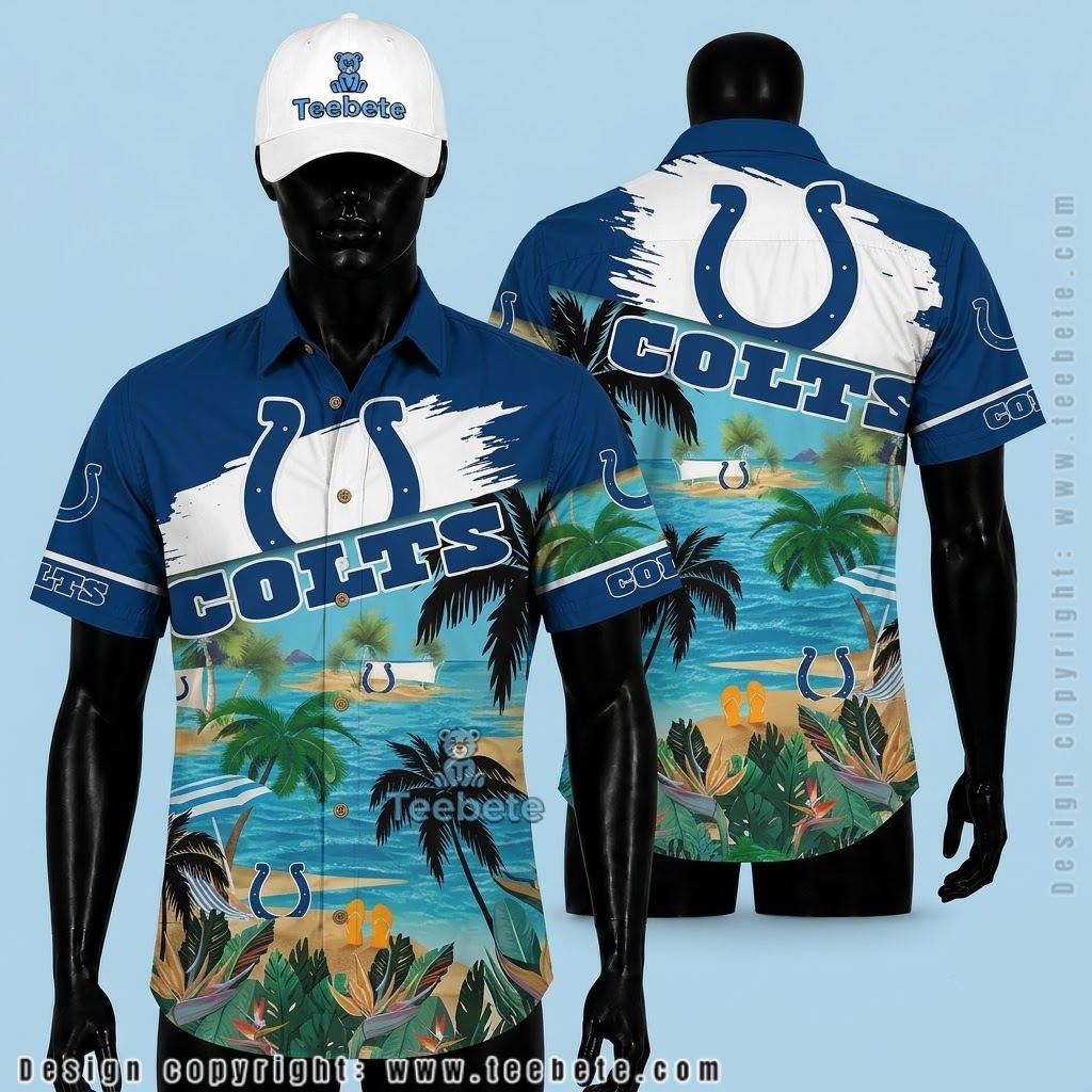 Indianapolis Colts Hawaiian Shirt Island Beach Chair Scene