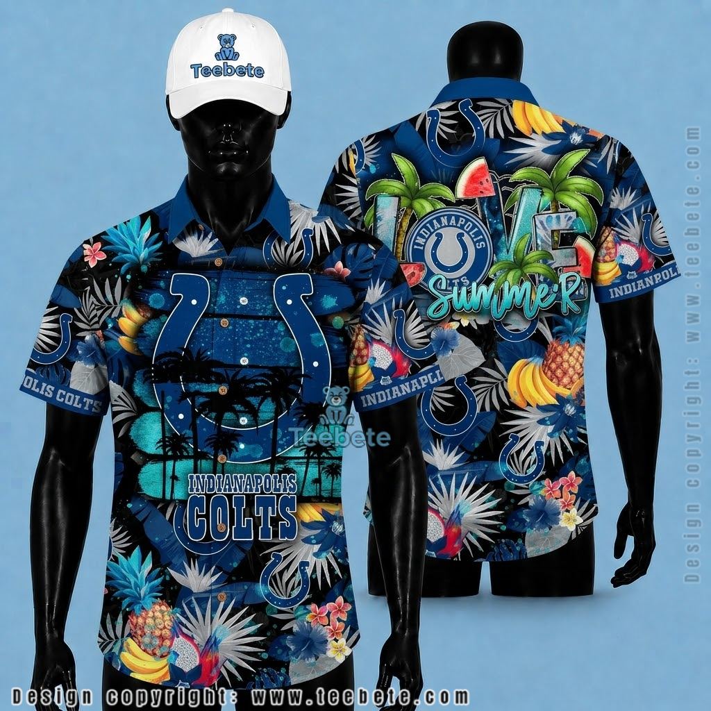 Indianapolis Colts Hawaiian Shirt Island Beach Chair Scene