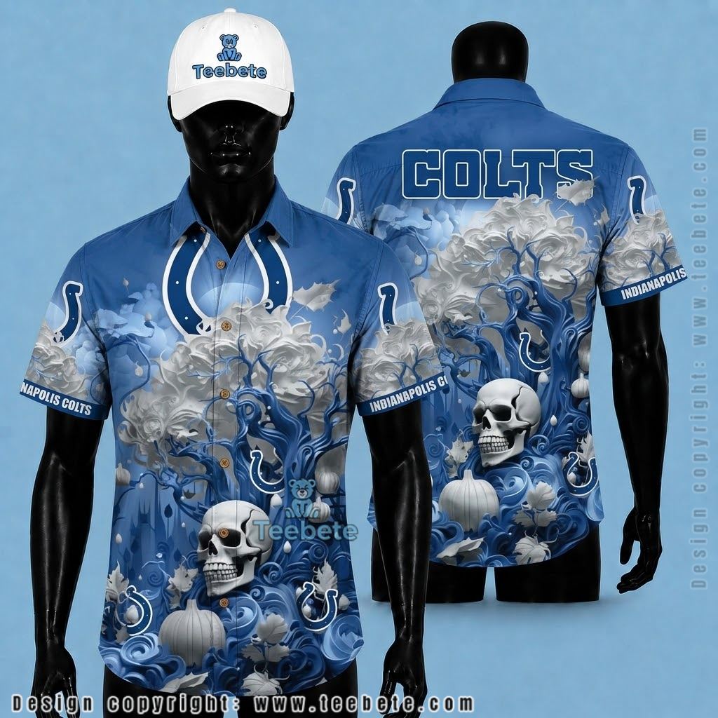 Indianapolis Colts Hawaiian Shirt Skull Tree Fantasy Art