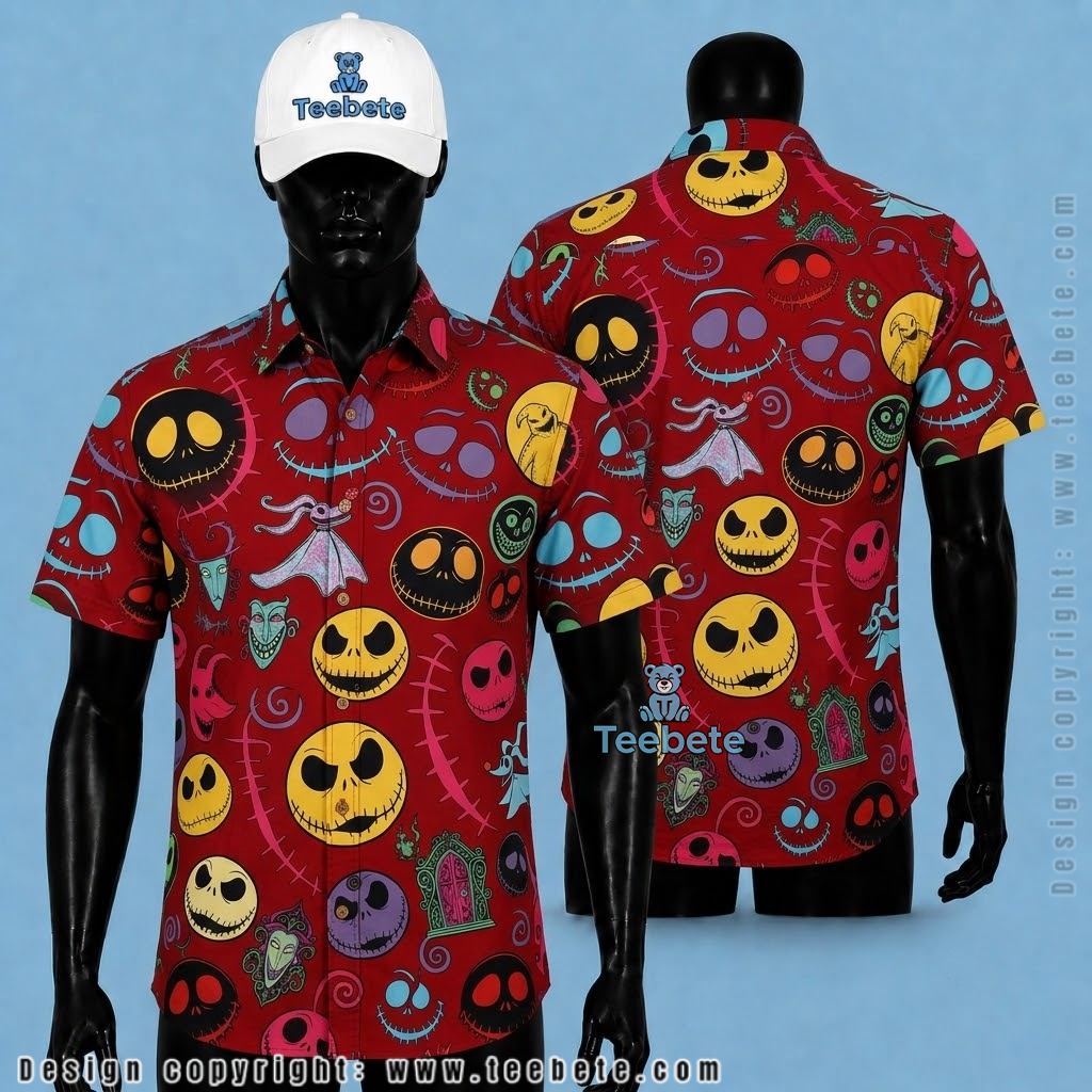 Jack Skellington Face Halloween Hawaiian Shirt