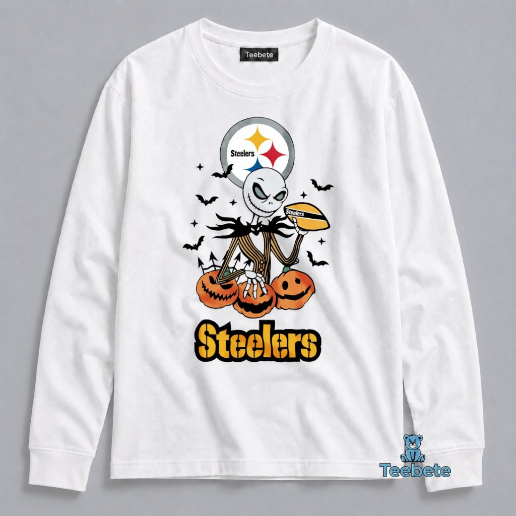 Jack Skellington Pittsburgh Steelers Halloween Pumpkin Long Sleeve Jack Skellington Pittsburgh Steelers Halloween Pumpkin Long Sleeve