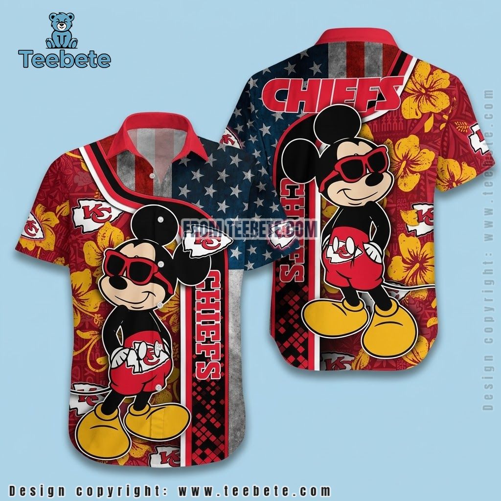 Kansas City Chiefs Hawaiian Shirt Monochrome Hibiscus Kansas City Chiefs Hawaiian Shirt Monochrome Hibiscus
