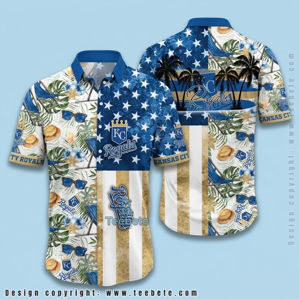 Kansas City Royals Hawaiian Shirt American Flag Beach Charm