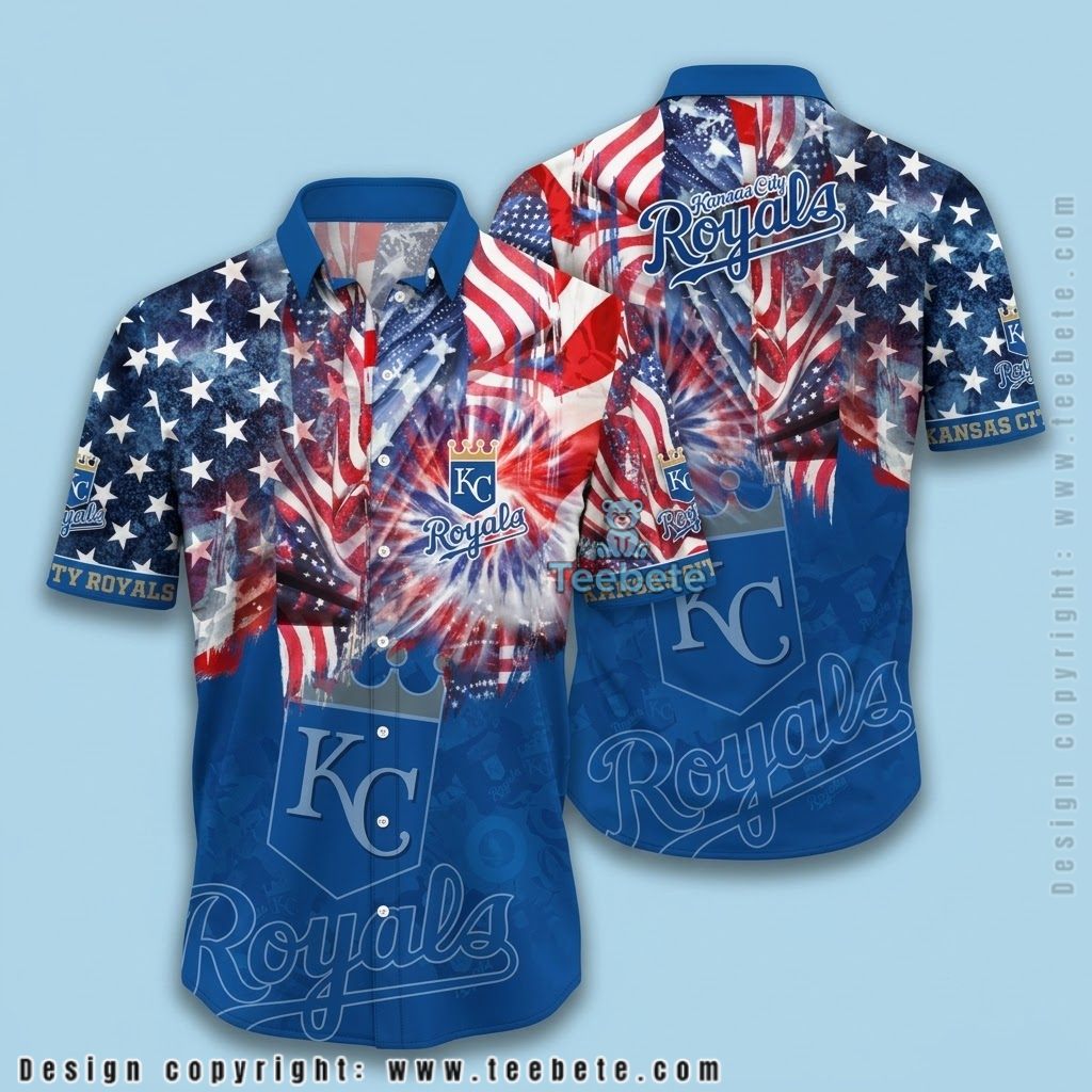 Kansas City Royals Hawaiian Shirt Fireworks American Flag Explosion