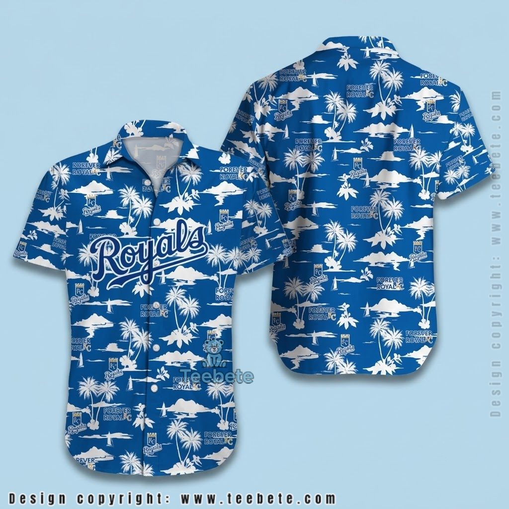 Kansas City Royals Hawaiian Shirt Forever Royal Palm Print