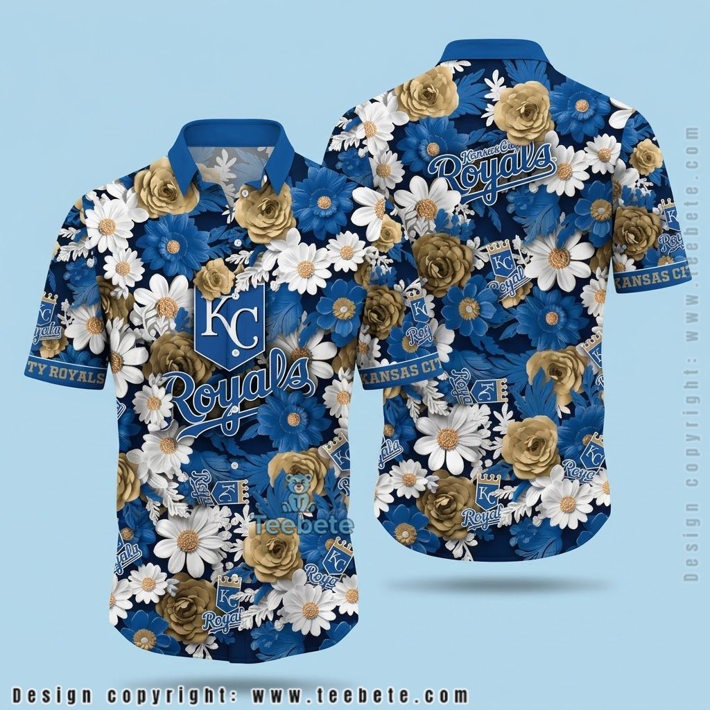 Kansas City Royals Hawaiian Shirt Full Bloom Rose Daisy Pattern