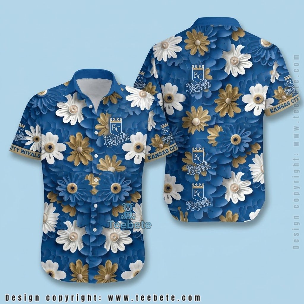 Kansas City Royals Hawaiian Shirt Gold White Daisy Bloom