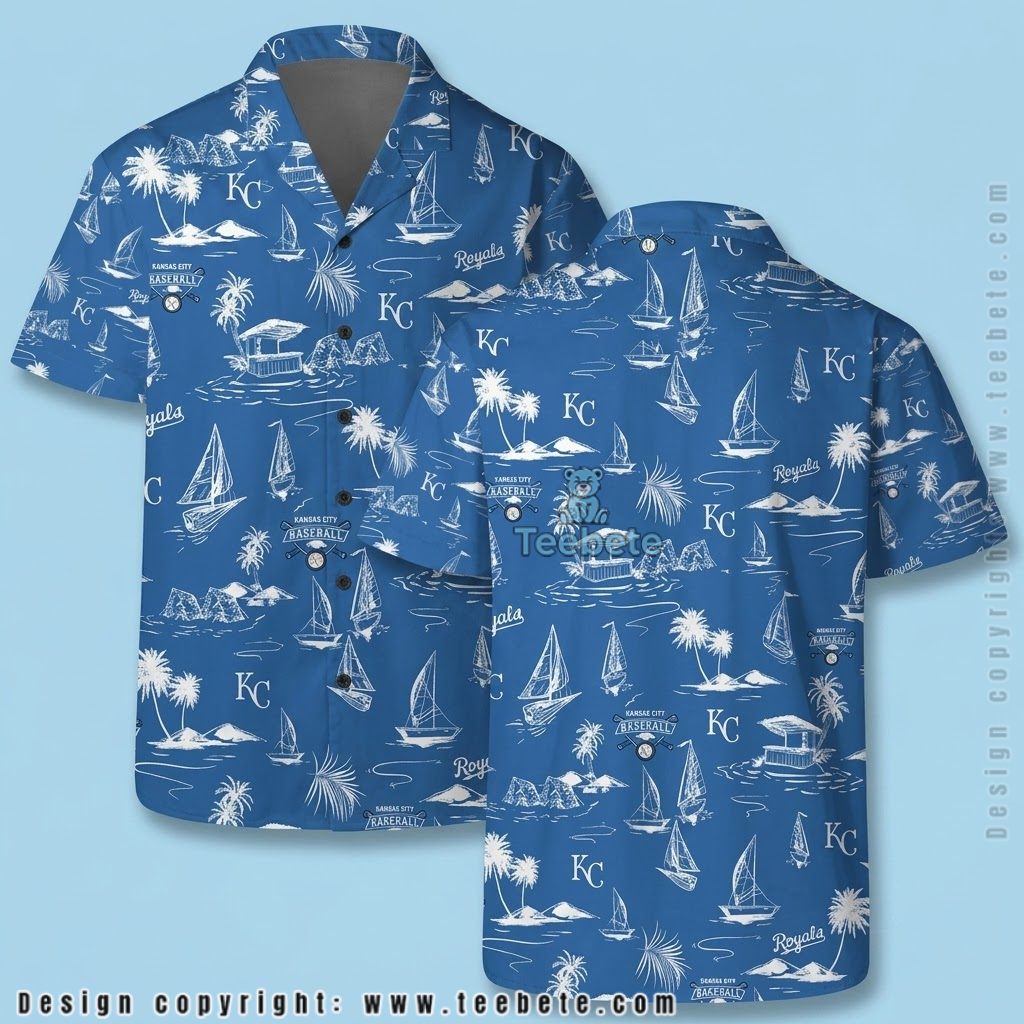 Kansas City Royals Tropical Shirt Sailboat Island Line Art