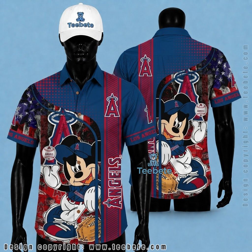 Los Angeles Angels Hawaiian Shirt Mickey Mouse Baseball