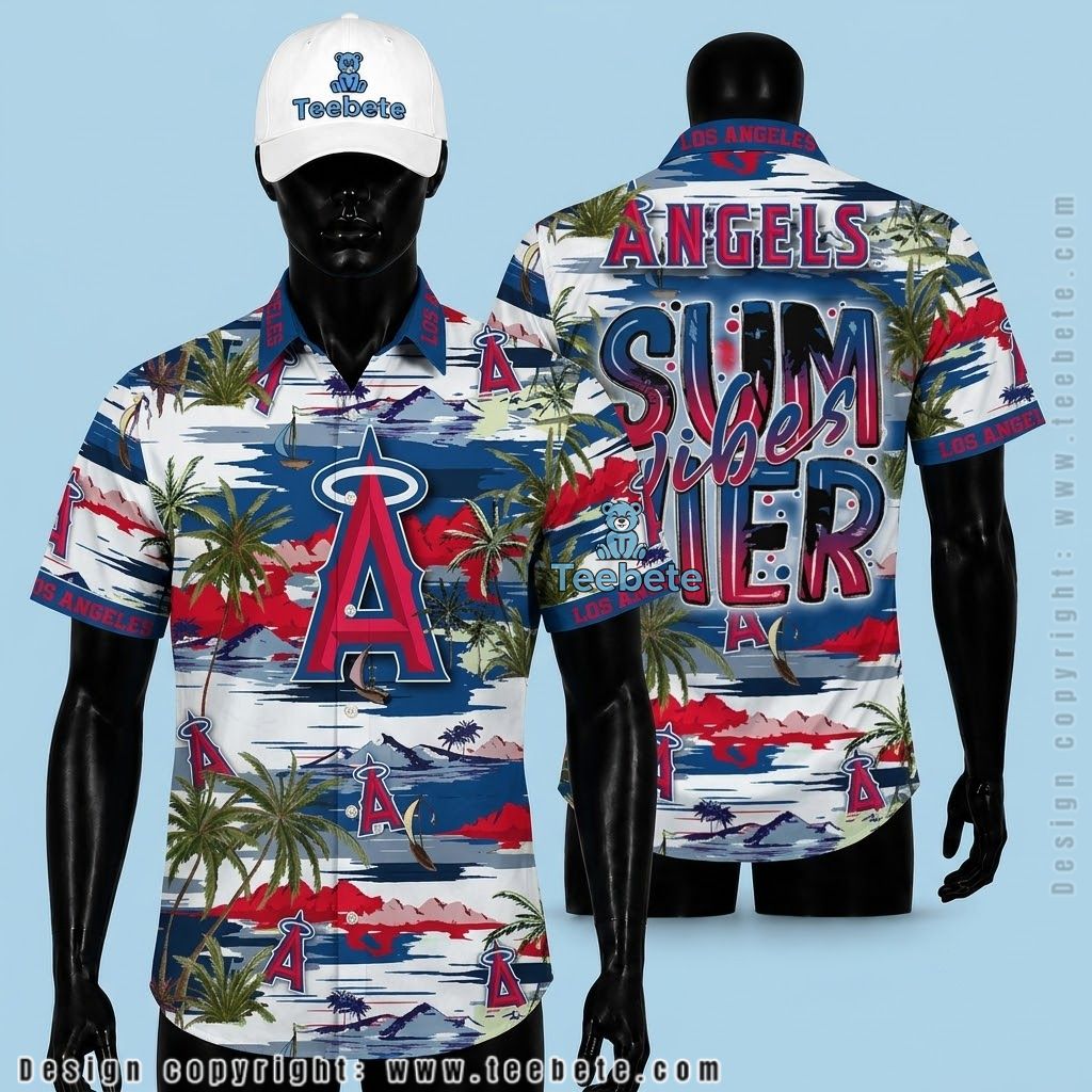 Los Angeles Angels Hawaiian Shirt Sailboat Mountain Summer