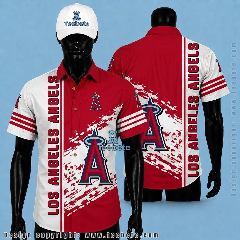 Los Angeles Angels Hawaiian Shirt Splash Logo Red