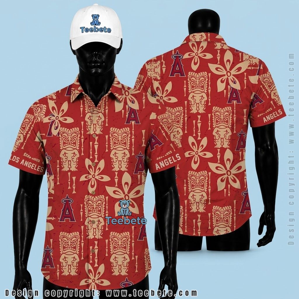 Los Angeles Angels Hawaiian Shirt Tiki Totem Red