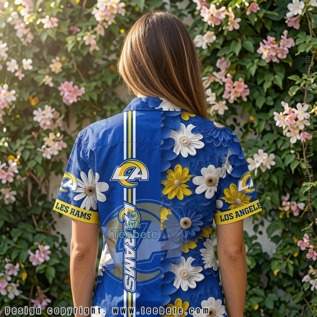 Los Angeles Rams Daisy Bloom Hawaiian Shirt Version 2 Los Angeles Rams Daisy Bloom Hawaiian Shirt Version 2