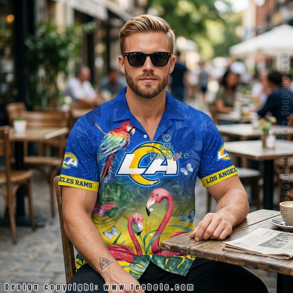 Los Angeles Rams Bold Tropical Aloha Shirt Los Angeles Rams Bold Tropical Aloha Shirt