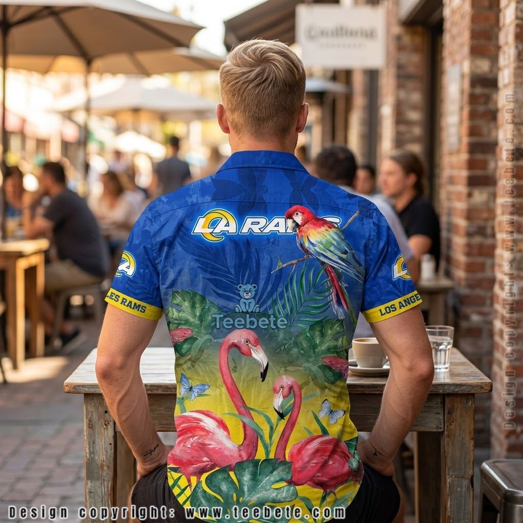 Los Angeles Rams Flamingo Parrot Hawaiian Shirt Version 2 Los Angeles Rams Flamingo Parrot Hawaiian Shirt Version 2